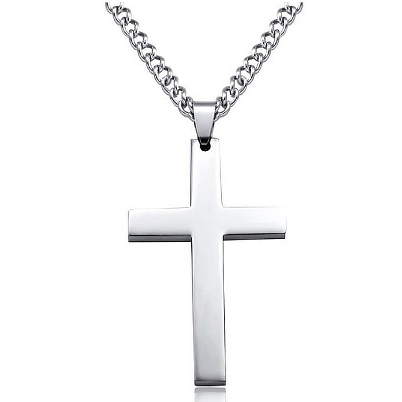 Eternal Faith Necklace, minimalist stainless steel cross necklace