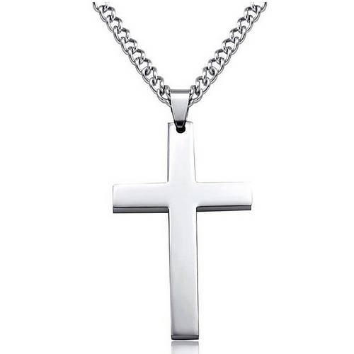 Eternal Faith Necklace, minimalist stainless steel cross necklace