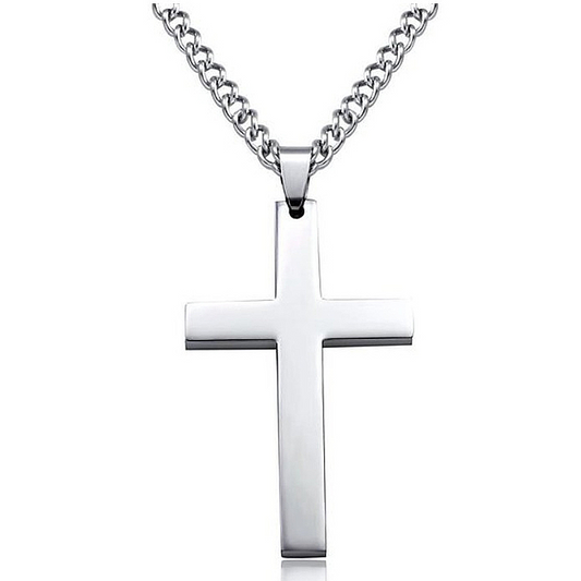 Eternal Faith Necklace, minimalist stainless steel cross necklace