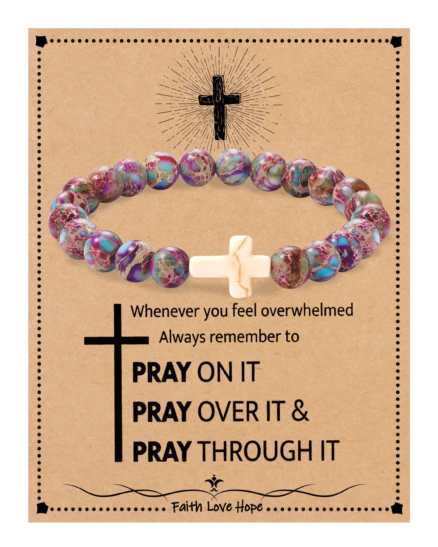 Beaded Cross Bracelet close-up detail