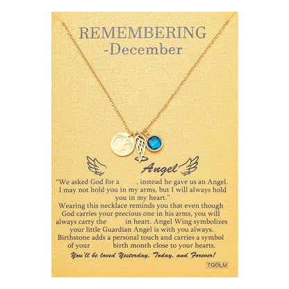 Heavenly Angel Footprint Pendant with December birthstone, memorial necklace