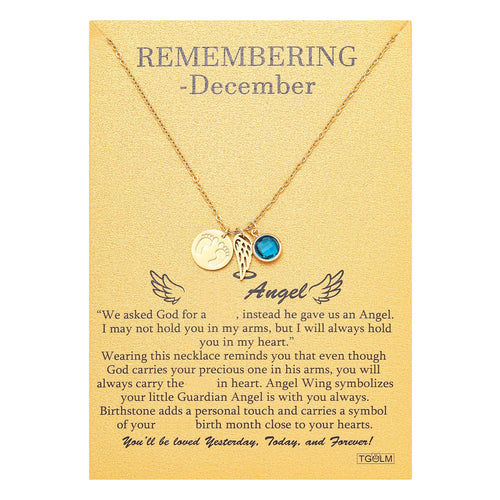 Heavenly Angel Footprint Pendant with December birthstone, memorial necklace