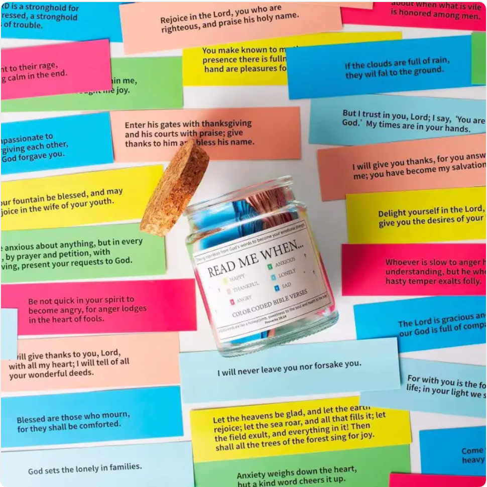 Scripture Inspiration Jar on a shelf