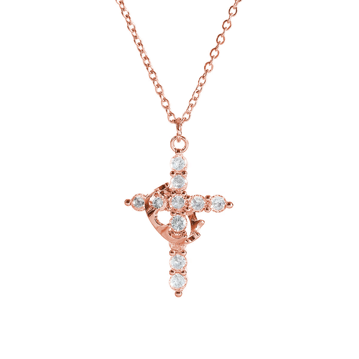 Regal Faith Pendant, crown and cross Y-chain necklace